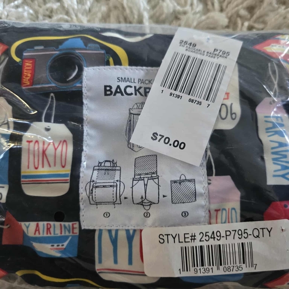 LeSportSac large Backpack handbag boarding pass T.  factory sealed.  - Picture 1 of 2